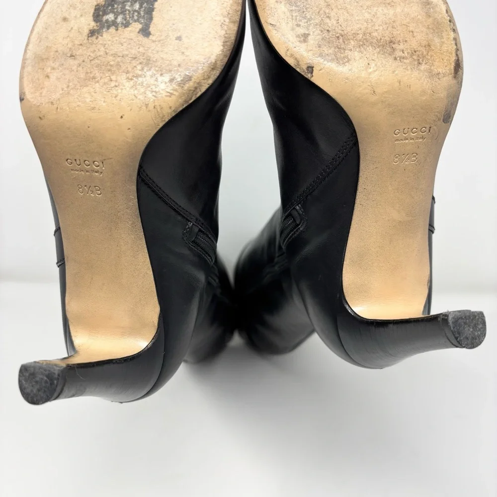 Gucci by Tom Ford GG Logo Black Leather Knee High Boots Size 8.5 Vintage - Picture 16 of 16